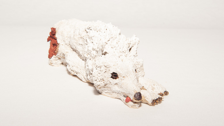 Nick Bennet Sculpture - Arctic Wolf Wary
