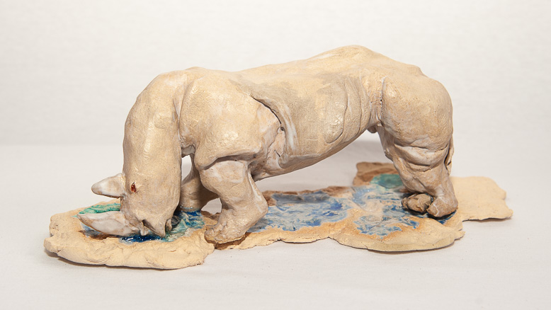 Nick Bennett - Endangered Animal Sculptures - Rhino Drinking